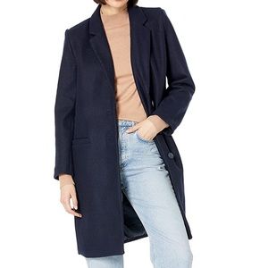 Oversized navy wool blend button down coat, XS (runs large!)
